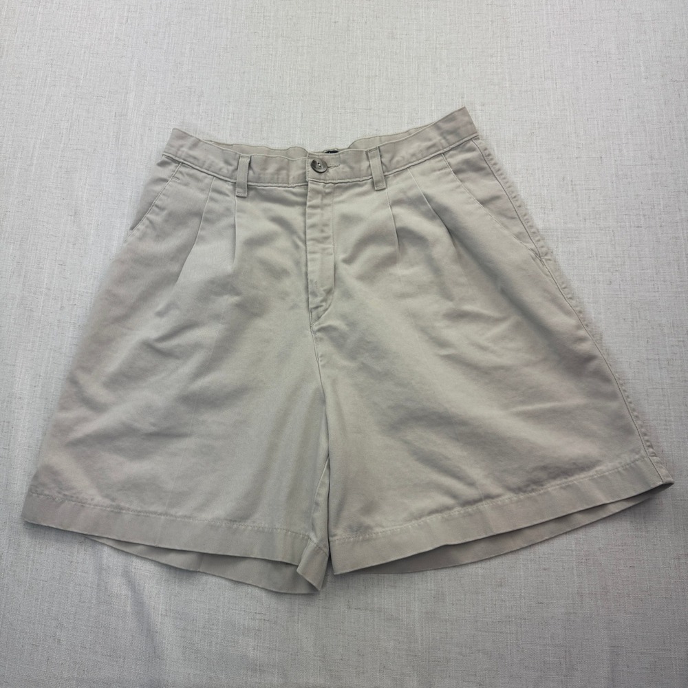 Lee Pleated Chino Shorts Womens 8 Khaki High Waisted Cotton VTG 90s Mom Style